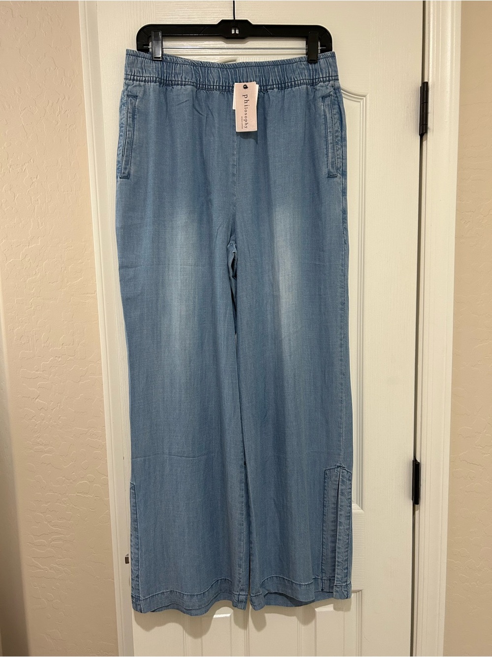 NWT Philosophy Women’s Light Blue Wide-Leg Pull-On Tencel Pants